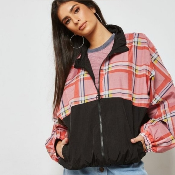 Topshop Jackets & Blazers - Topshop Plaid Windbreaker